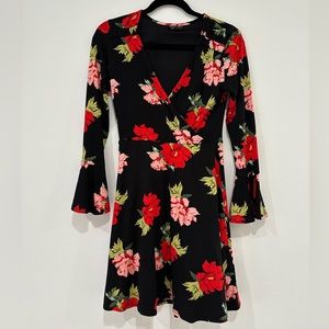Topshop size 4. Red floral black dress